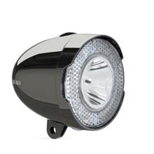 LED VOORLICHT KOPLAMP AXA 706 BATTERIJ 15 LUX DARK CHROME BLISTER